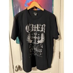 Cher Las Vegas Graphic T Shirt Black Mens Size Large Vintage Style